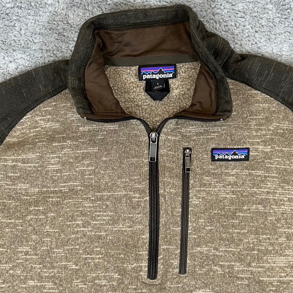 Patagonia Better Sweater 1/4 Zip Pullover Mens Large Brown Heather Fleece Jacket